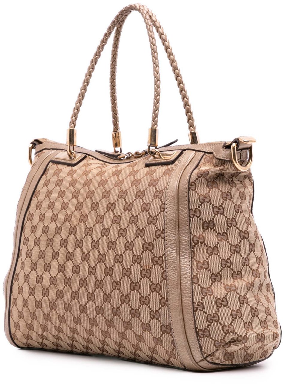 Gucci GG Canvas Bella Convertible Tote Bruin
