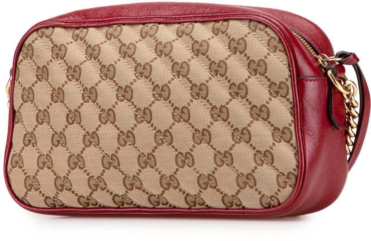 Gucci Small GG Marmont Matelasse GG Canvas and Leather Crossbody Bruin