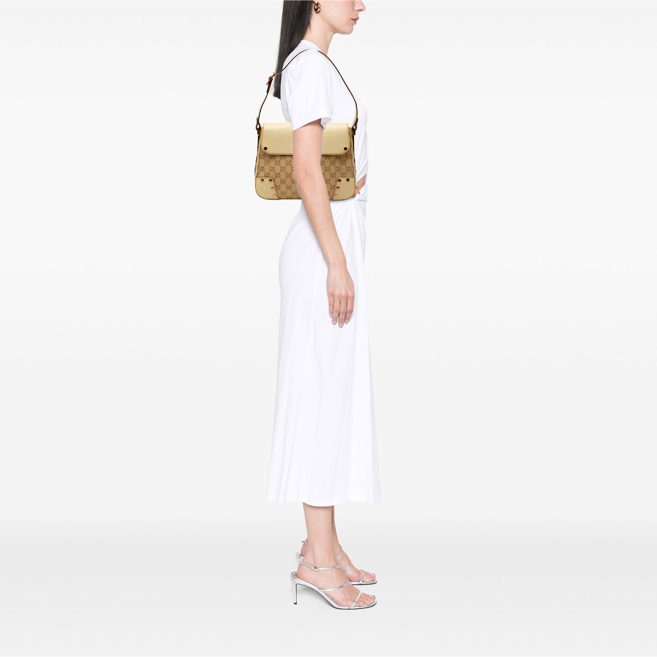 Gucci GG Canvas Turnlock Shoulder Bag Bruin