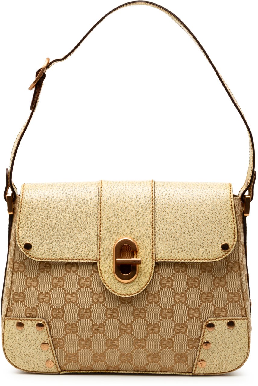 Gucci GG Canvas Turnlock Shoulder Bag Bruin