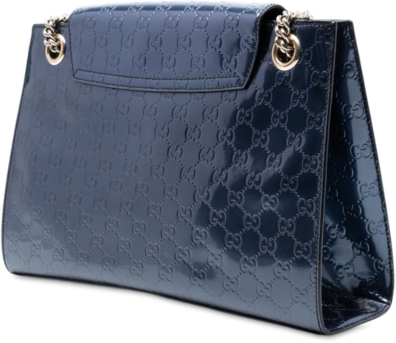 Gucci Large Patent Guccissima Emily Shoulder Bag Blauw