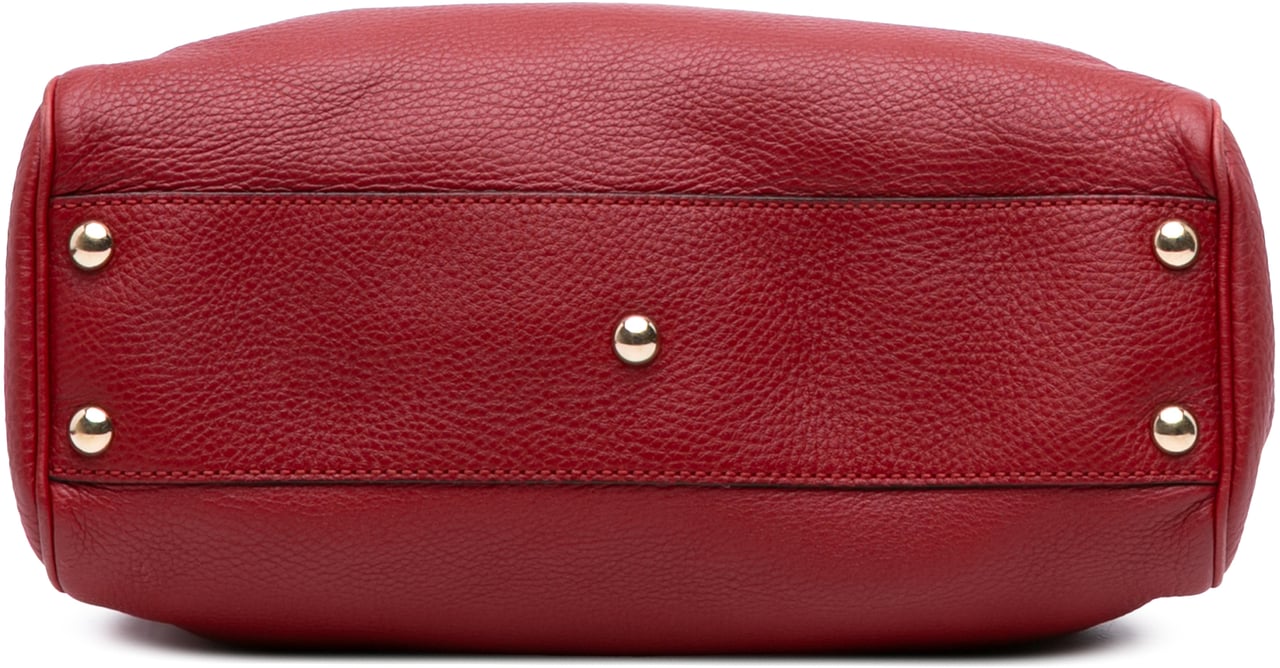 Gucci Small Calfskin Bamboo Shopper Satchel Rood