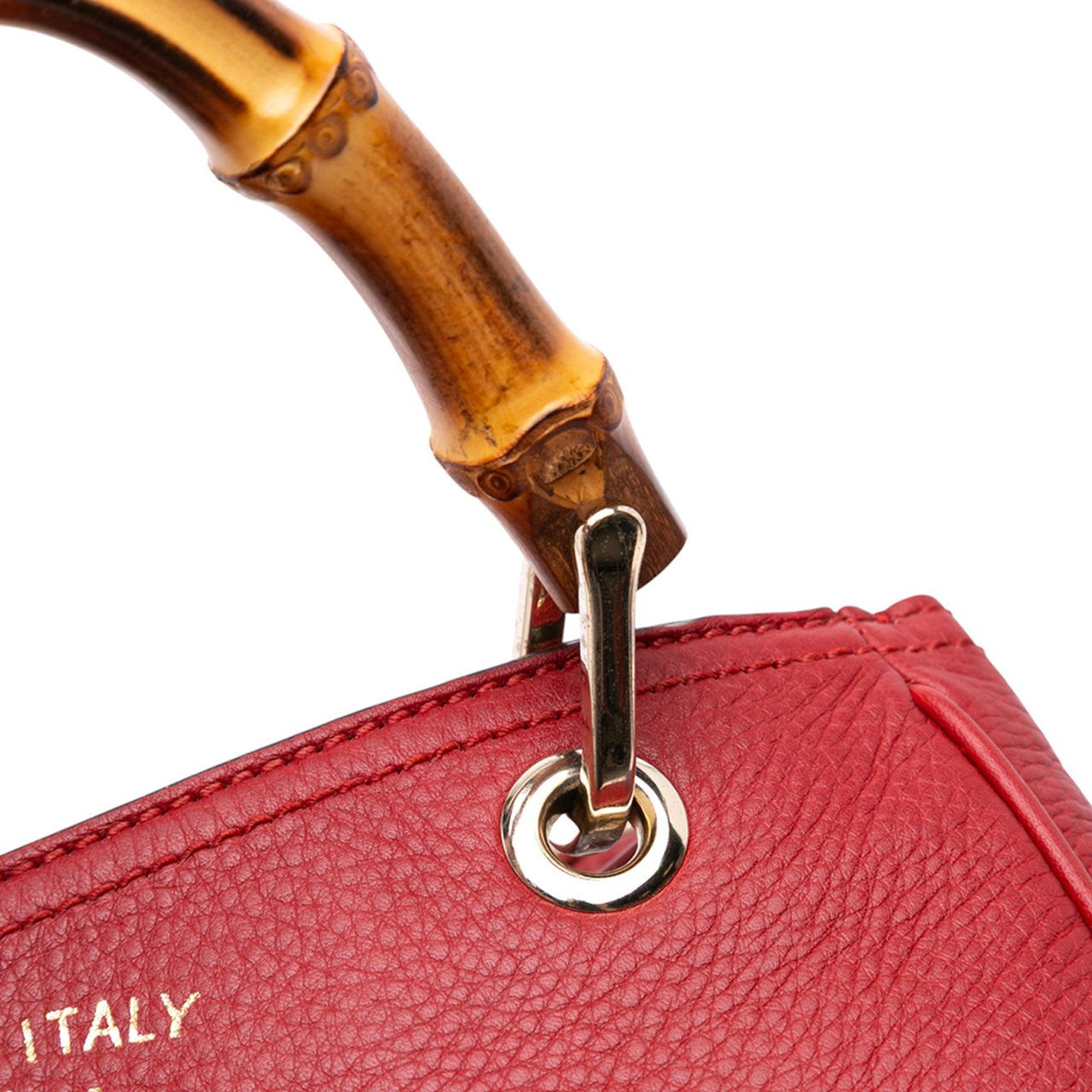 Gucci Small Calfskin Bamboo Shopper Satchel Rood
