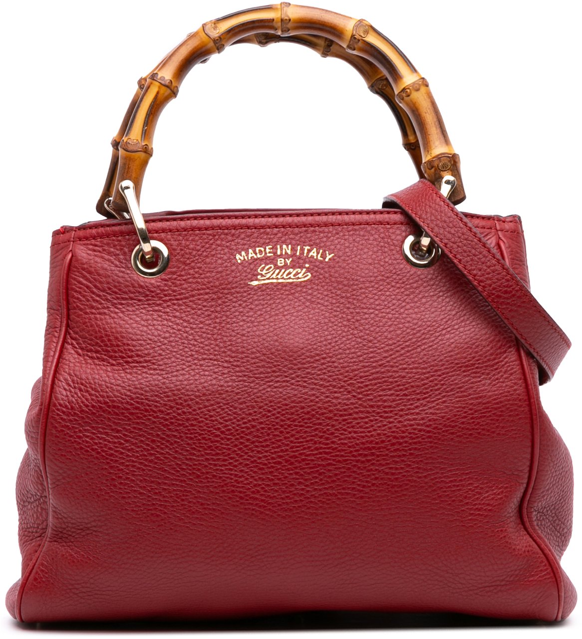 Gucci Small Calfskin Bamboo Shopper Satchel Rood