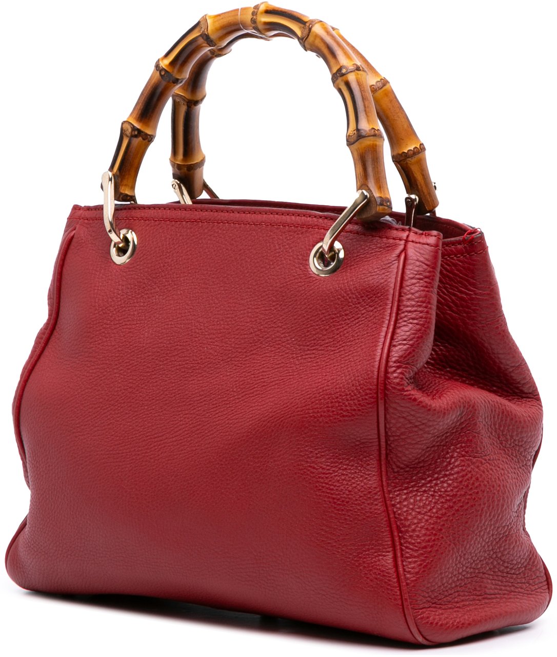 Gucci Small Calfskin Bamboo Shopper Satchel Rood