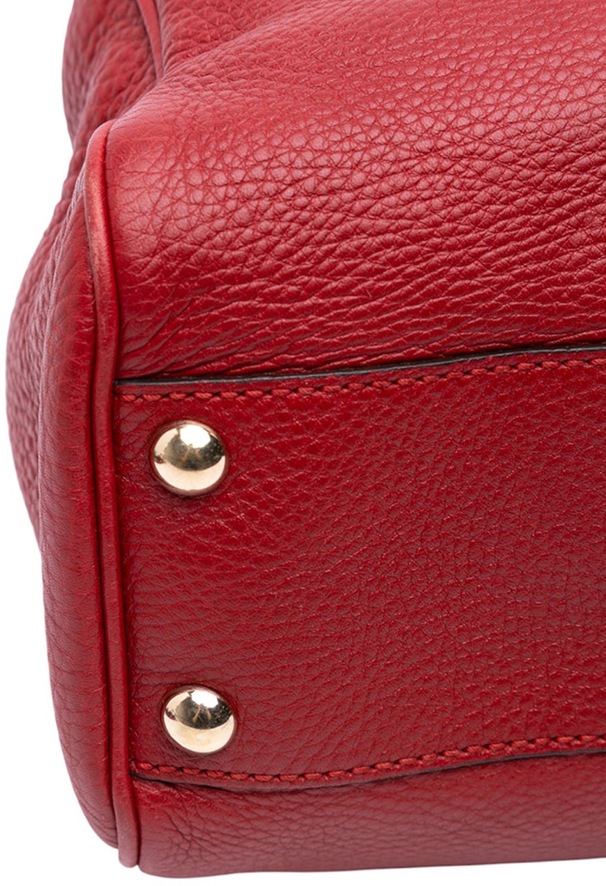 Gucci Small Calfskin Bamboo Shopper Satchel Rood