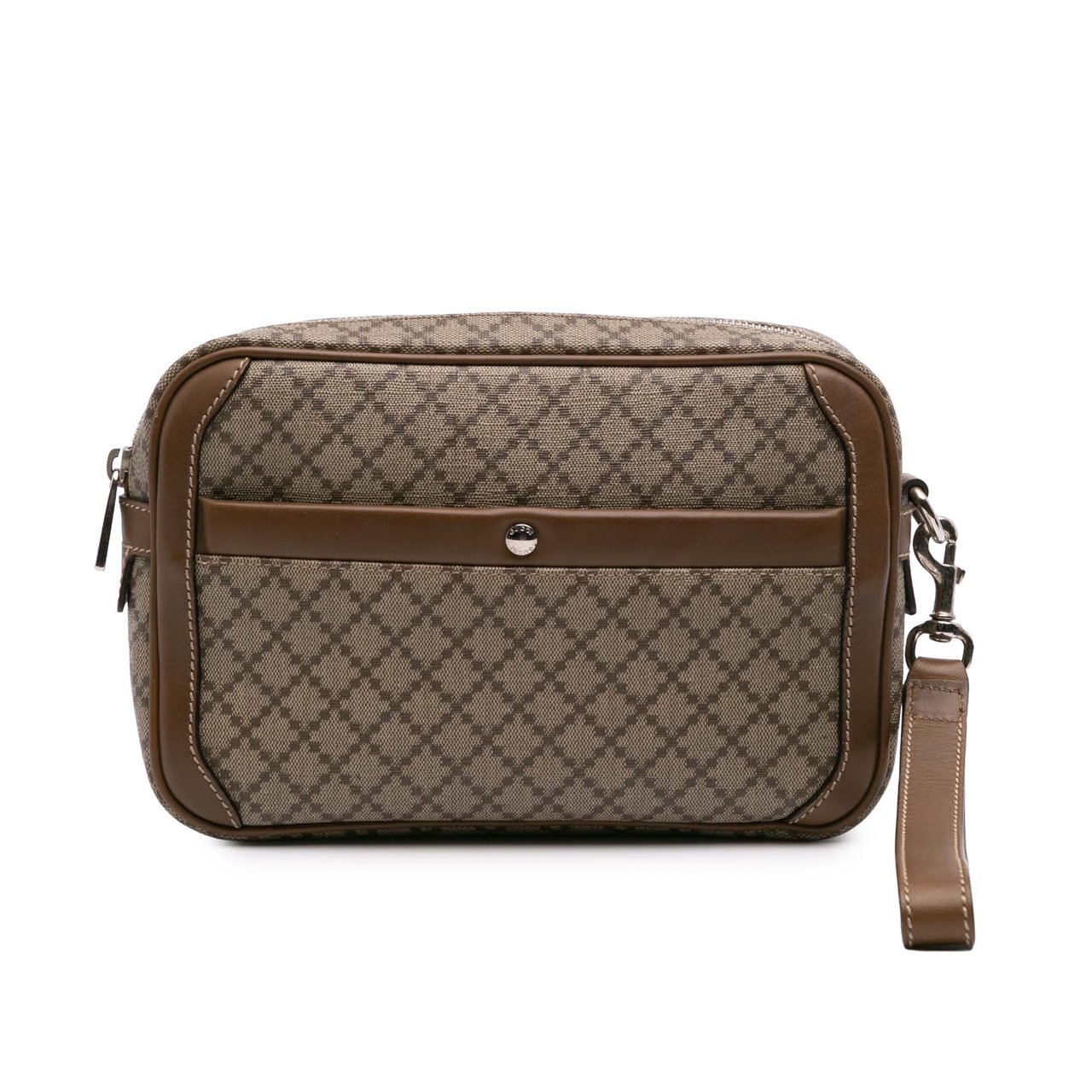 Gucci Diamante Coated Canvas Clutch Bruin