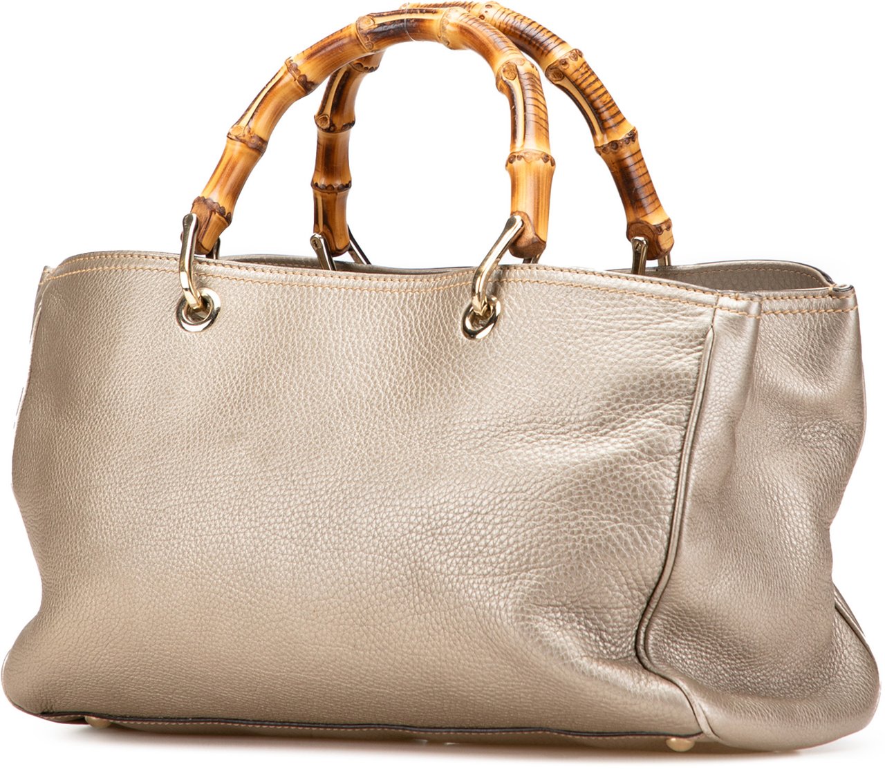 Gucci Medium Calfskin Bamboo Shopper Satchel Goud