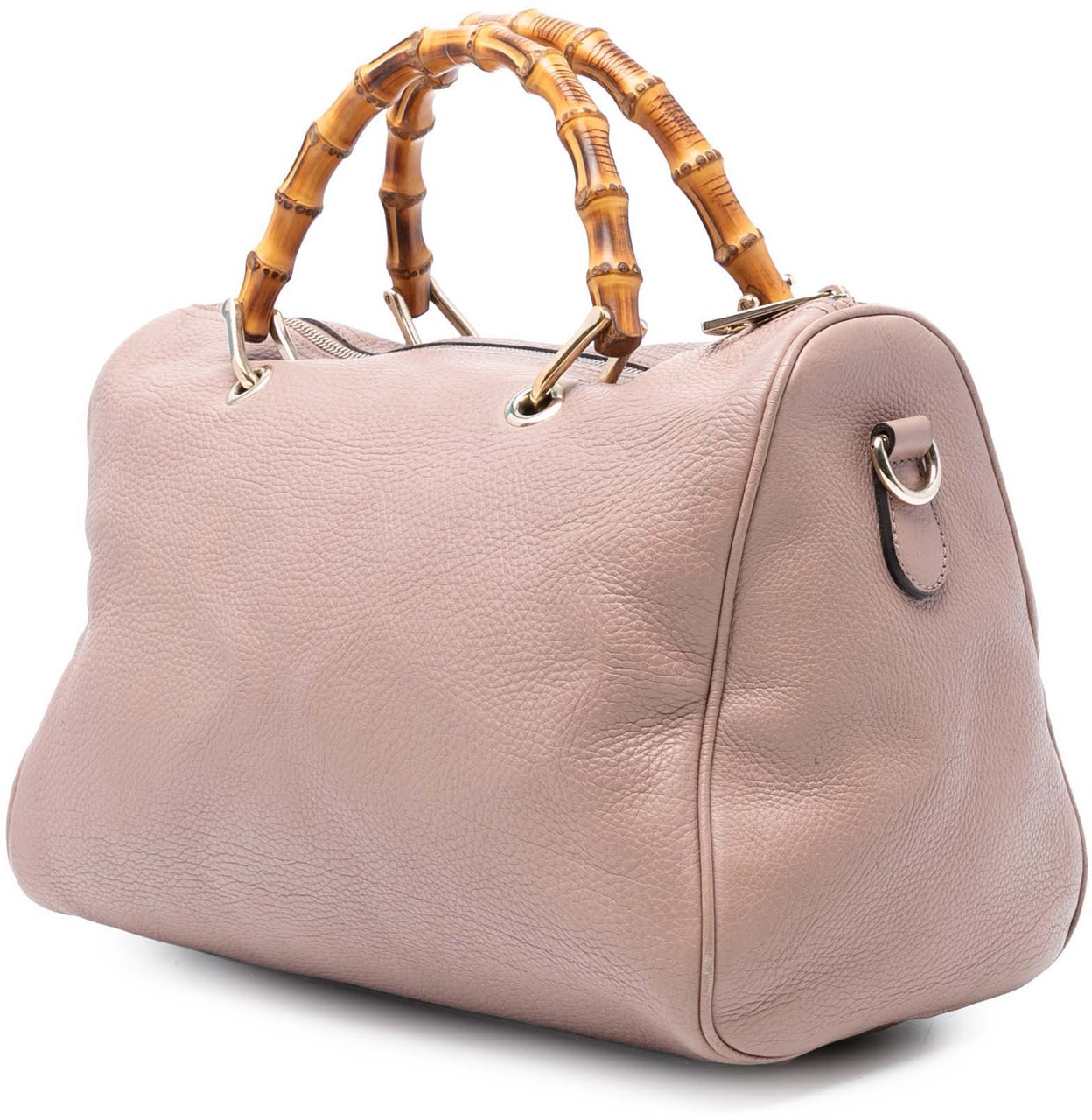 Gucci Medium Calfskin Bamboo Shopper Boston Bag Roze