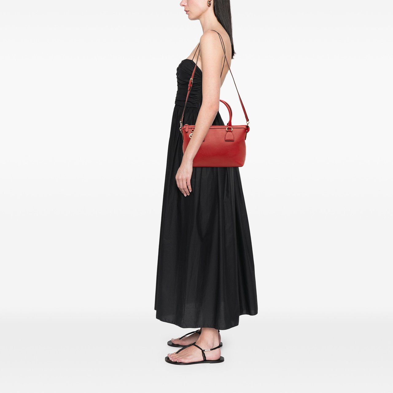 Gucci Dollar Calfskin GG Charm Satchel Rood