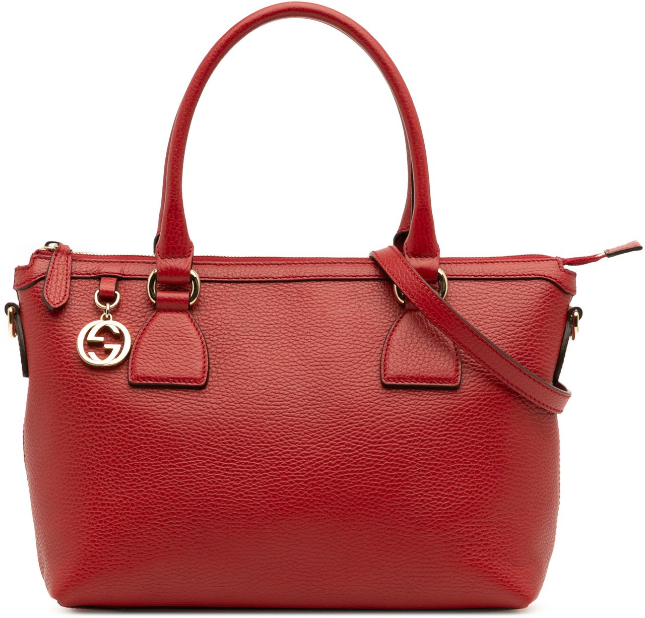 Gucci Dollar Calfskin GG Charm Satchel Rood