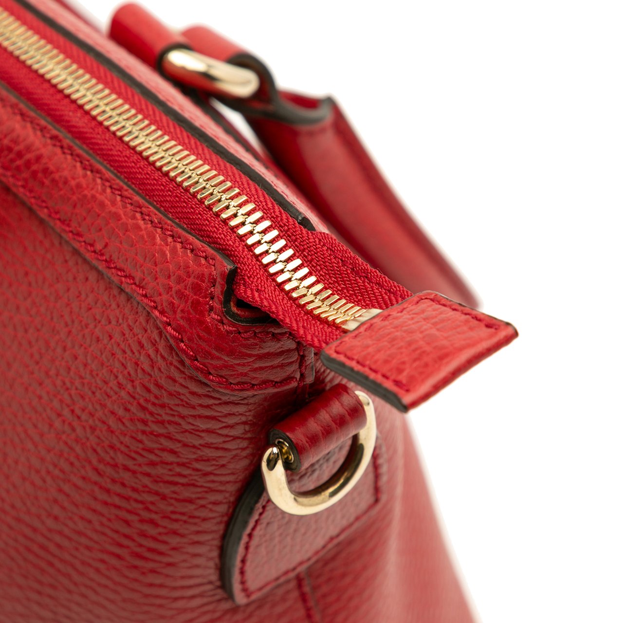 Gucci Dollar Calfskin GG Charm Satchel Rood