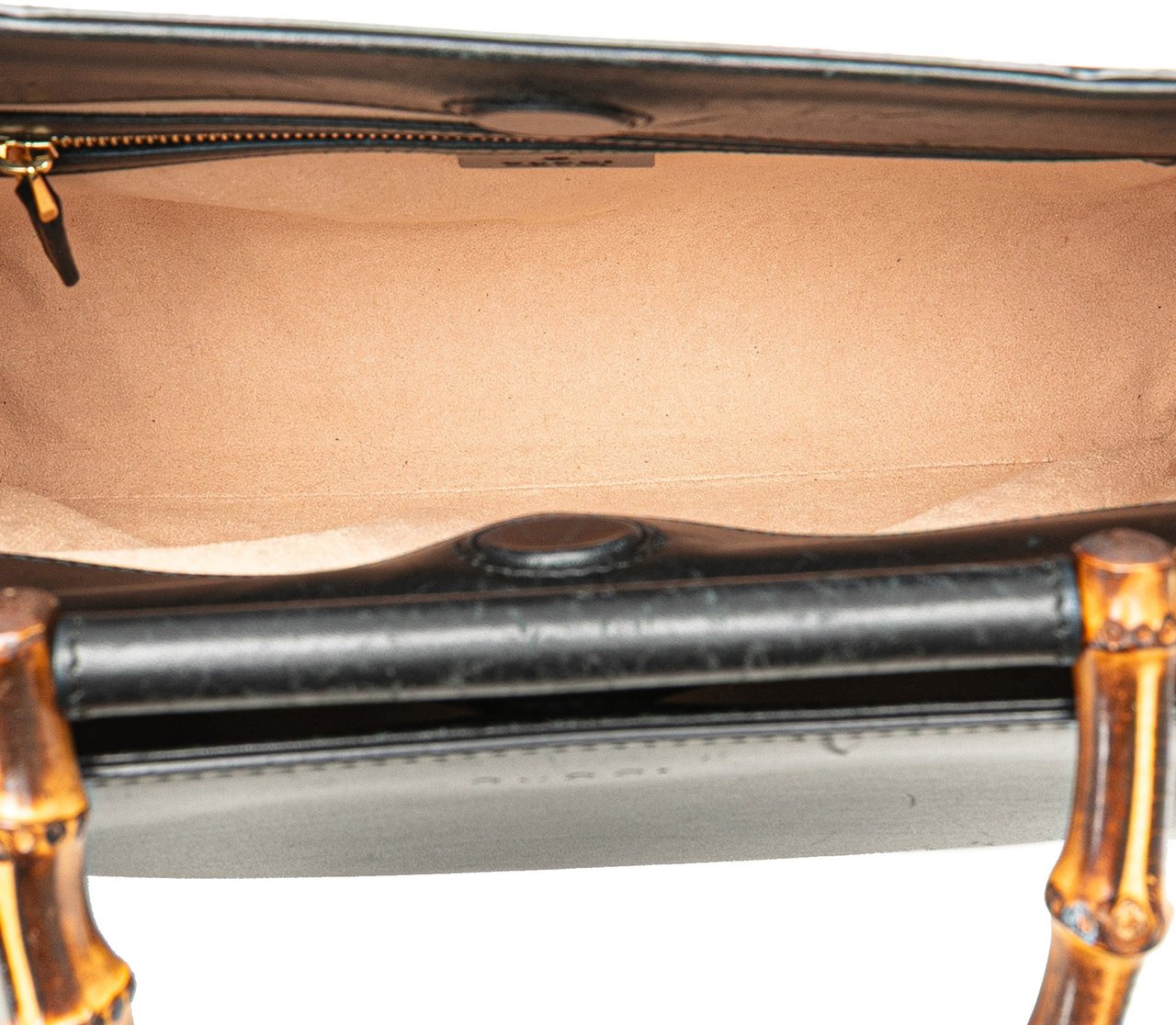 Gucci Small Leather Bamboo Nymphaea Satchel Zwart