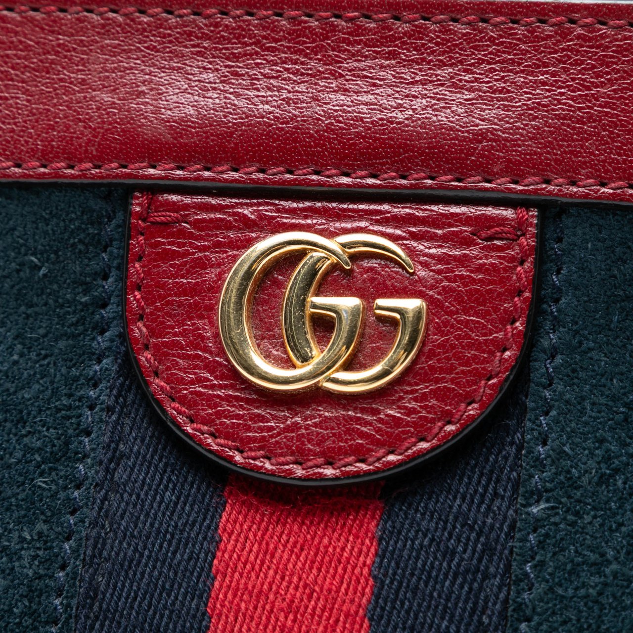 Gucci Small Suede Ophidia Chain Crossbody Blauw