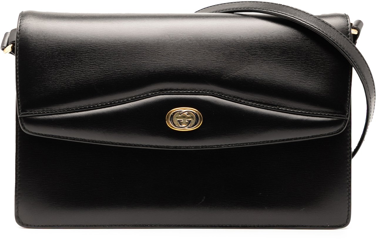 Gucci Leather Flap Crossbody Zwart