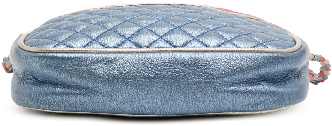 Gucci Mini Laminated Nappa Trapuntata Zumi Dome Crossbody Blauw