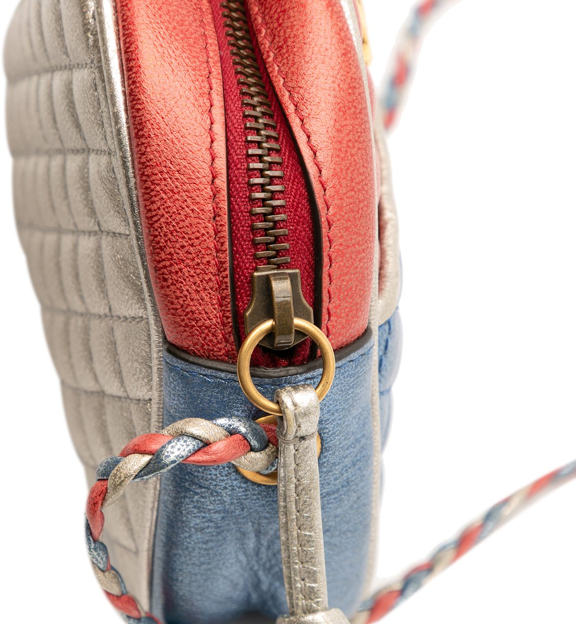 Gucci Mini Laminated Nappa Trapuntata Zumi Dome Crossbody Blauw