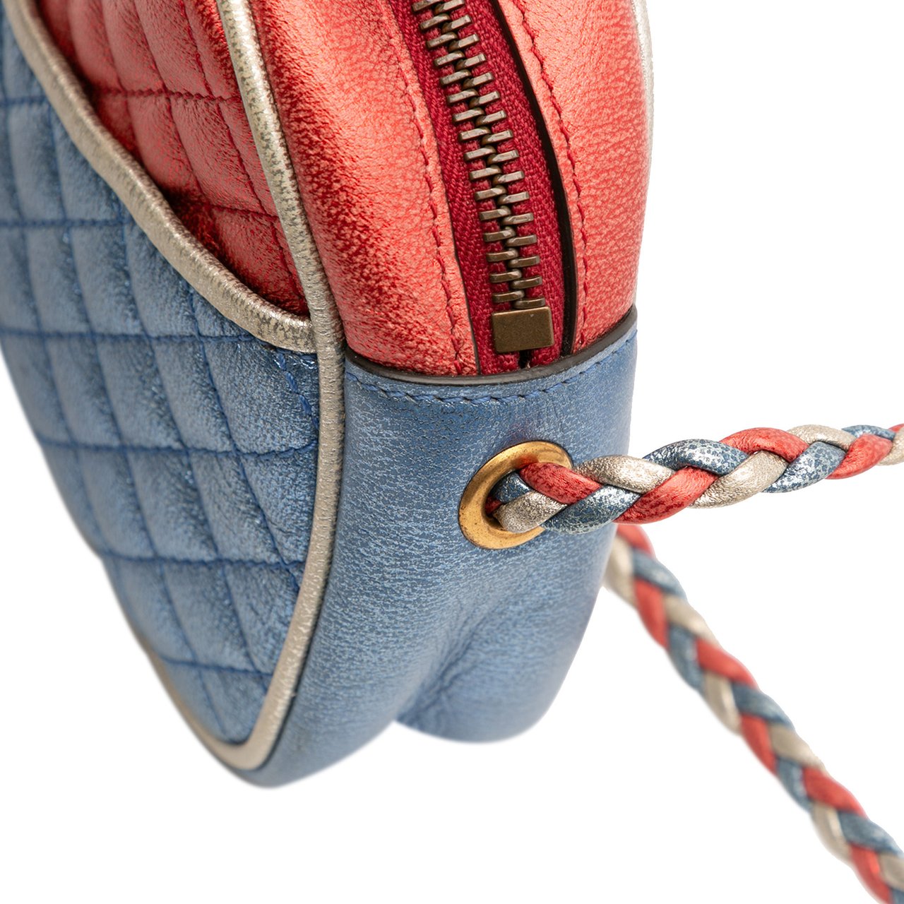 Gucci Mini Laminated Nappa Trapuntata Zumi Dome Crossbody Blauw