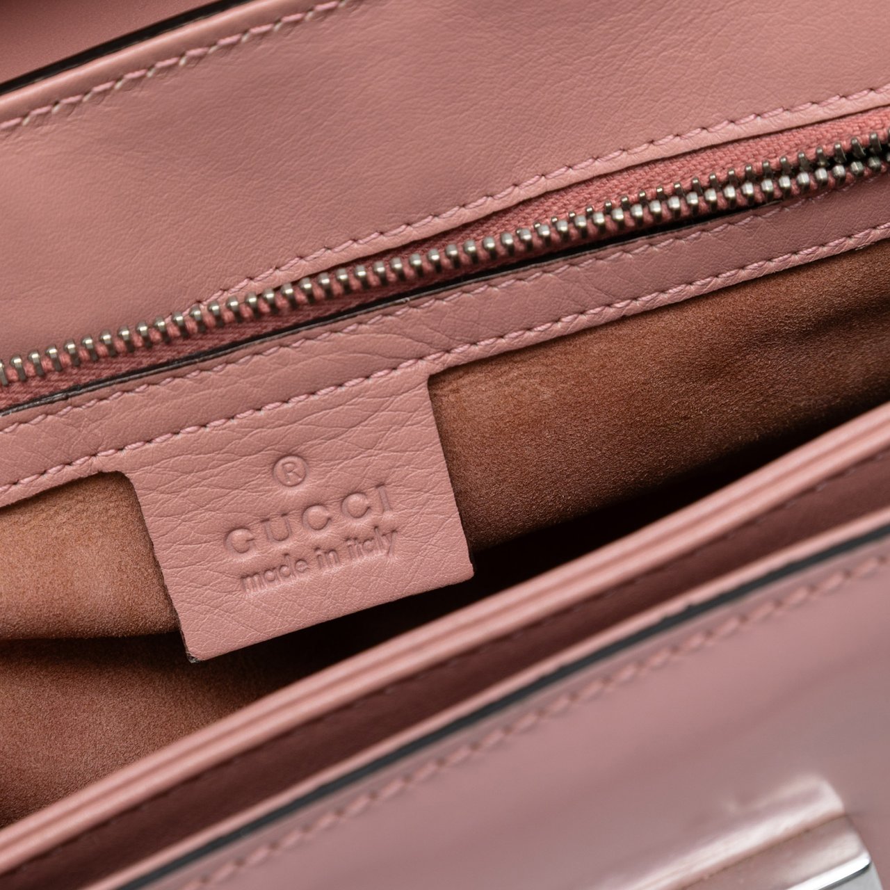 Gucci Medium Smooth Calfskin Bamboo Lady Lock Handbag Roze