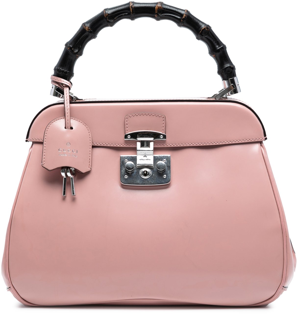 Gucci Medium Smooth Calfskin Bamboo Lady Lock Handbag Roze