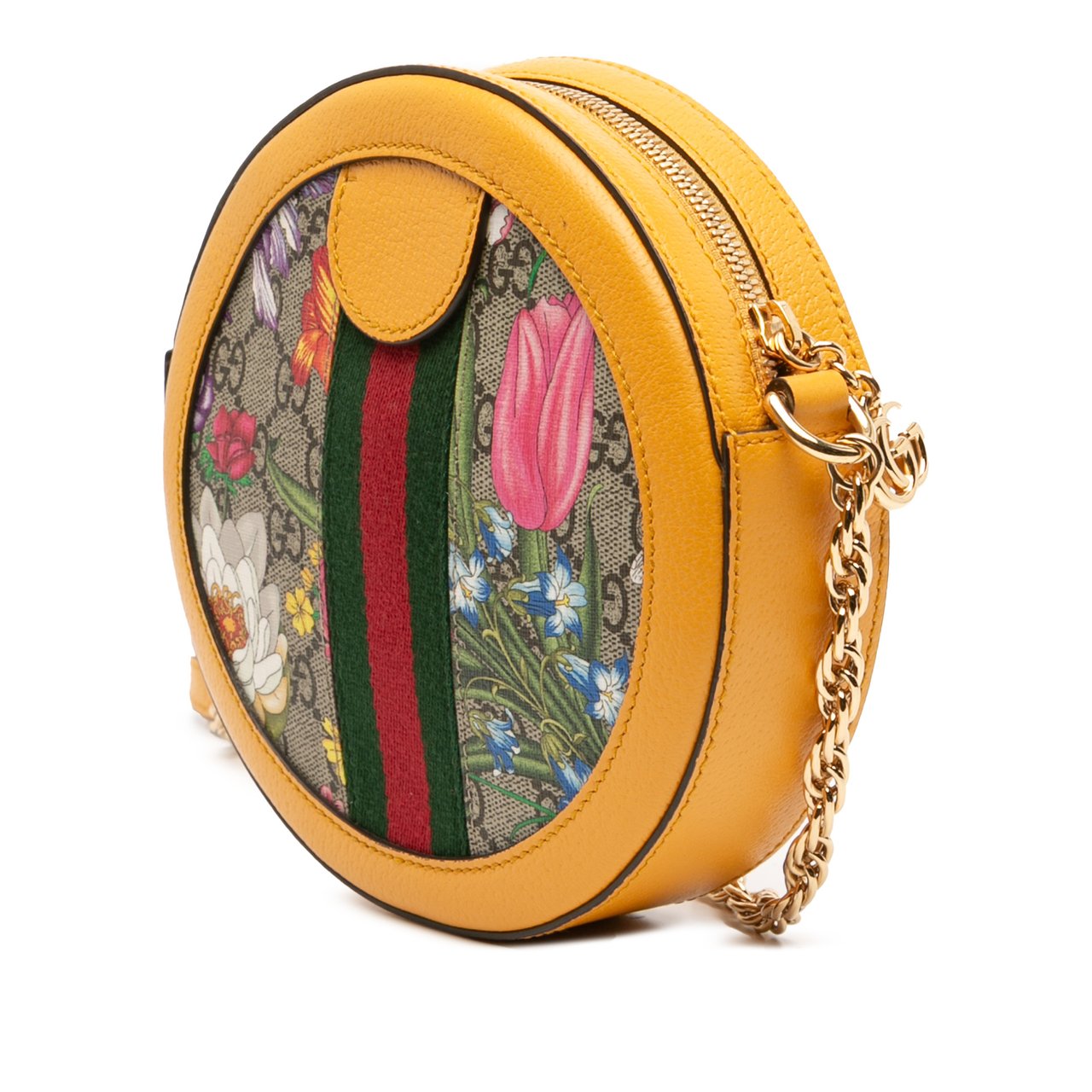 Gucci Mini GG Supreme Flora Ophidia Round Crossbody Bruin