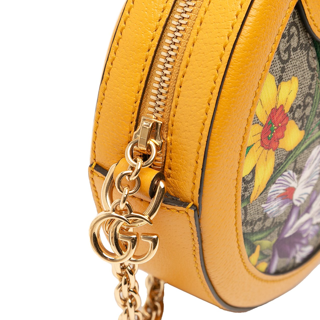 Gucci Mini GG Supreme Flora Ophidia Round Crossbody Bruin