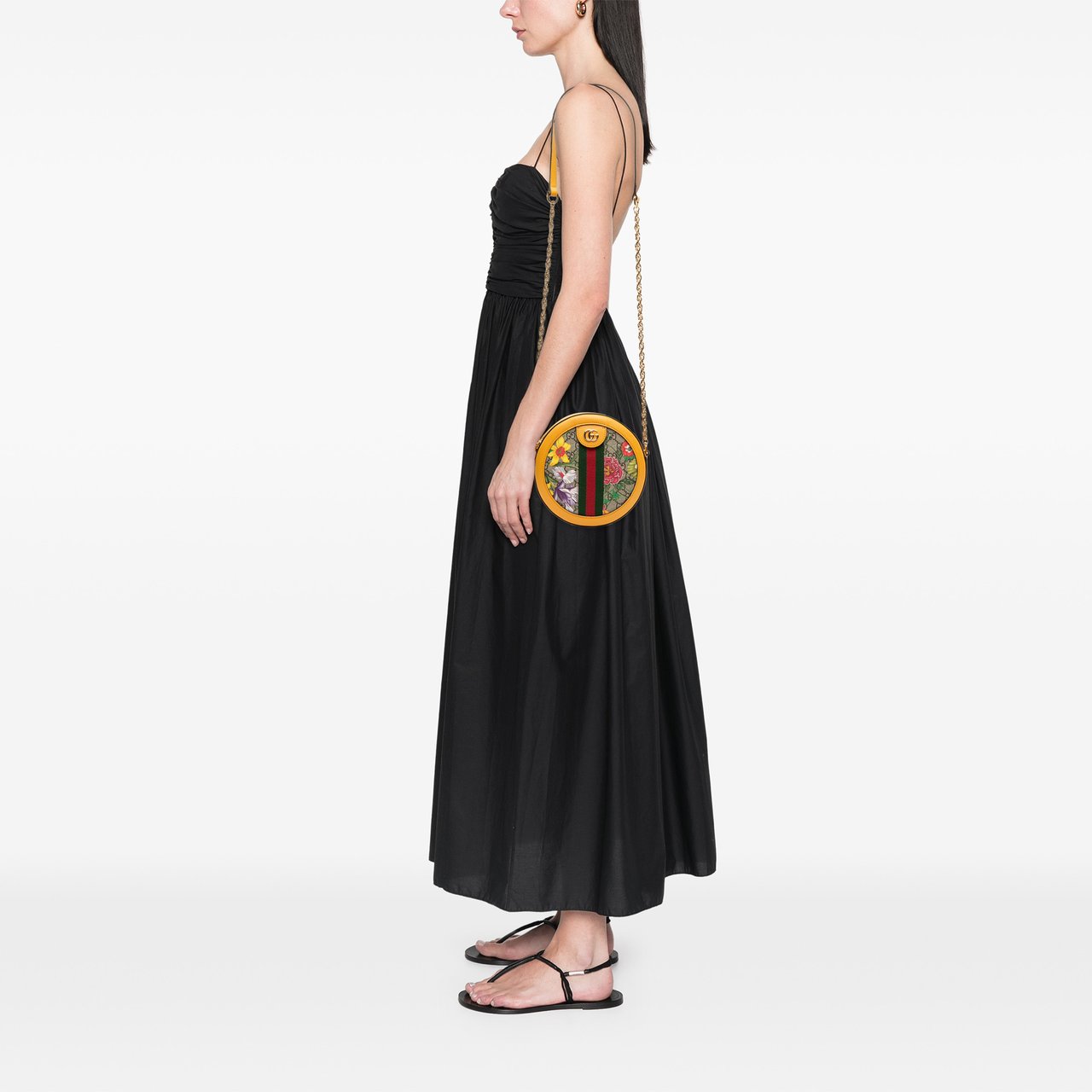 Gucci Mini GG Supreme Flora Ophidia Round Crossbody Bruin