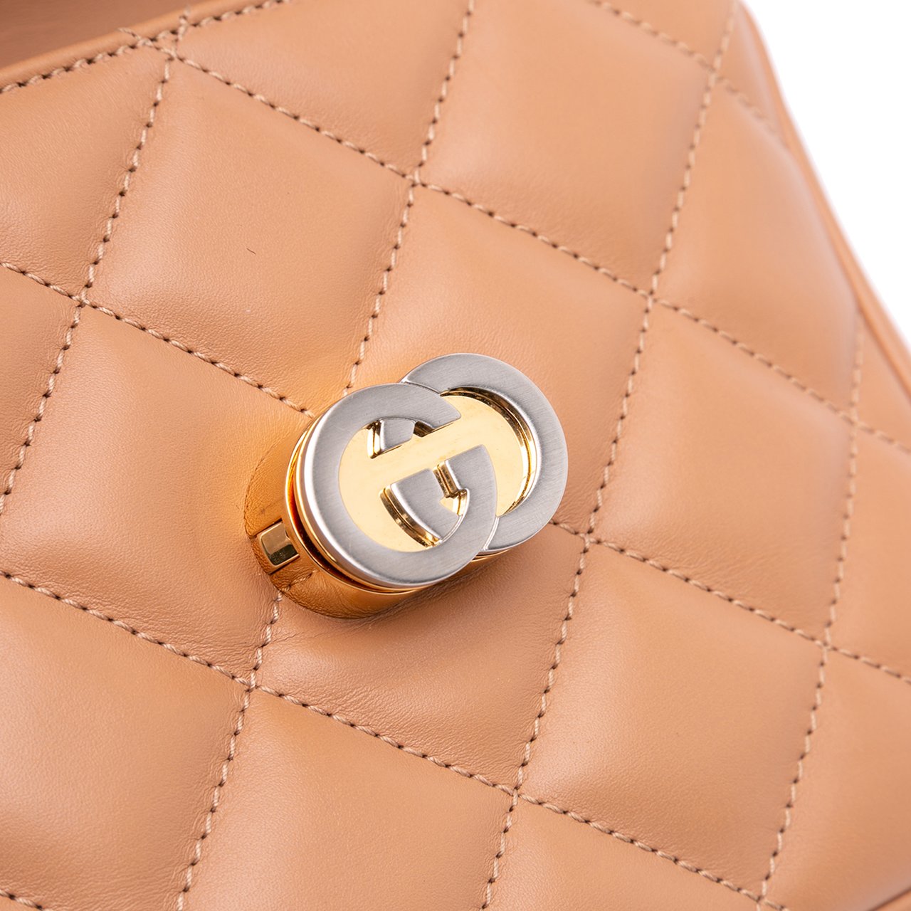 Gucci Mini Leather Deco Chain Shoulder Bag Bruin
