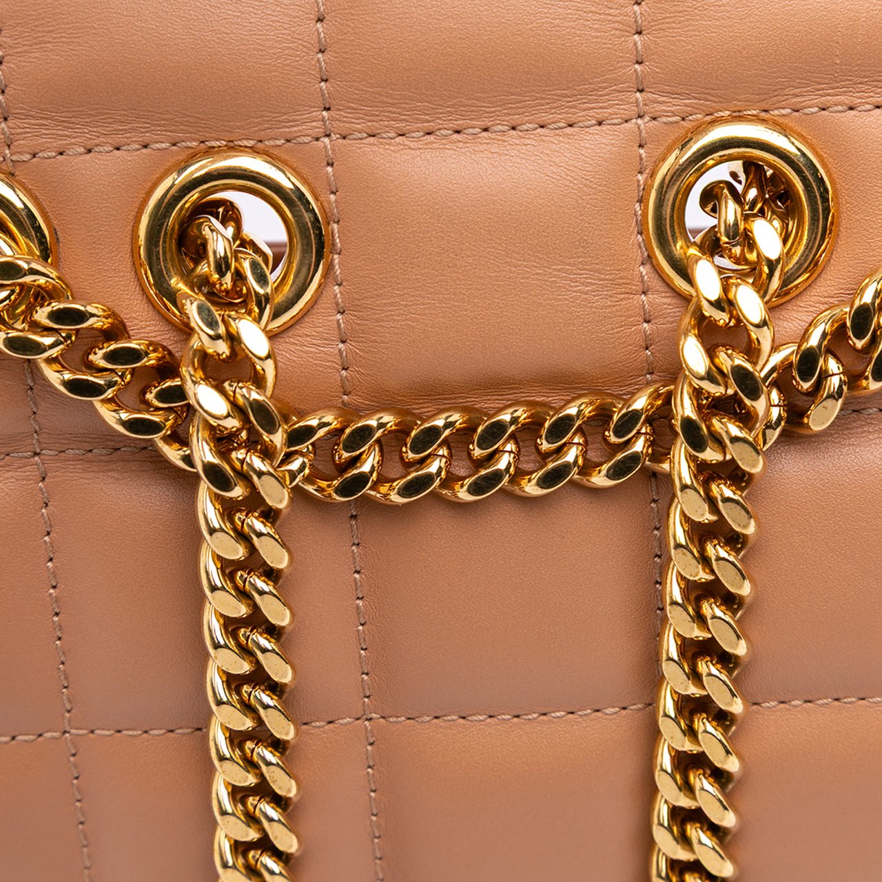 Gucci Mini Leather Deco Chain Shoulder Bag Bruin