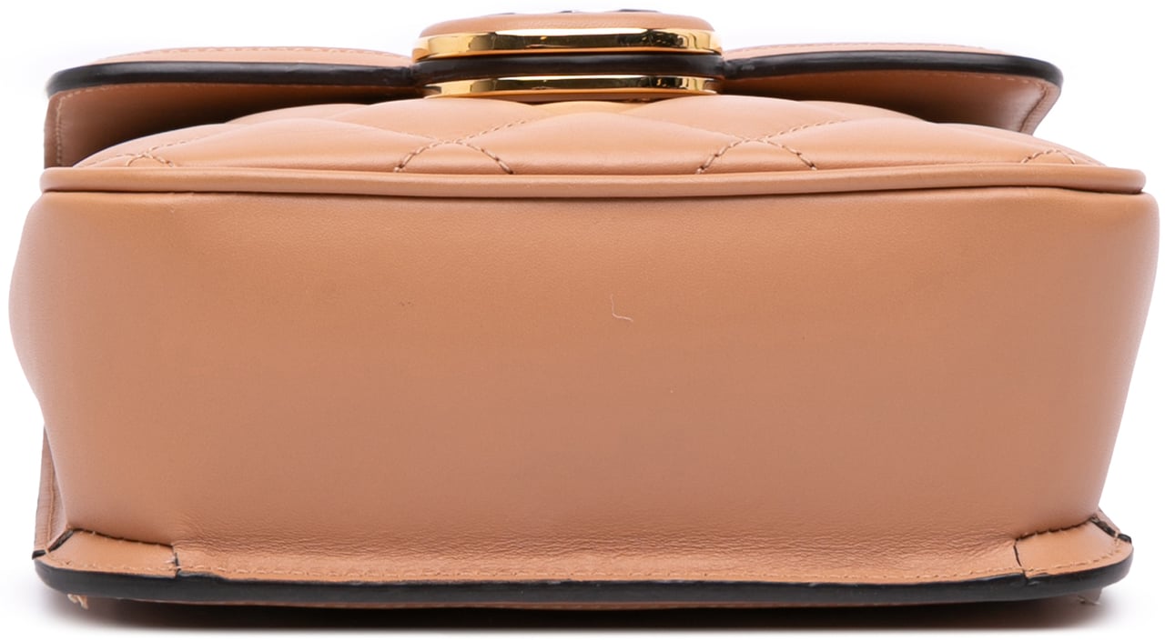 Gucci Mini Leather Deco Chain Shoulder Bag Bruin