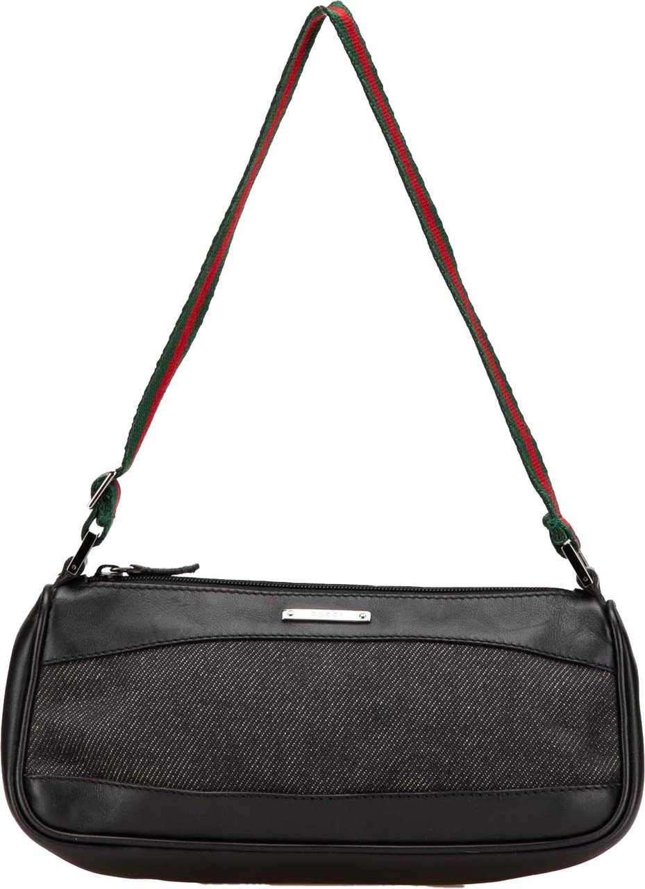 Gucci Denim Web Shoulder Bag Zwart