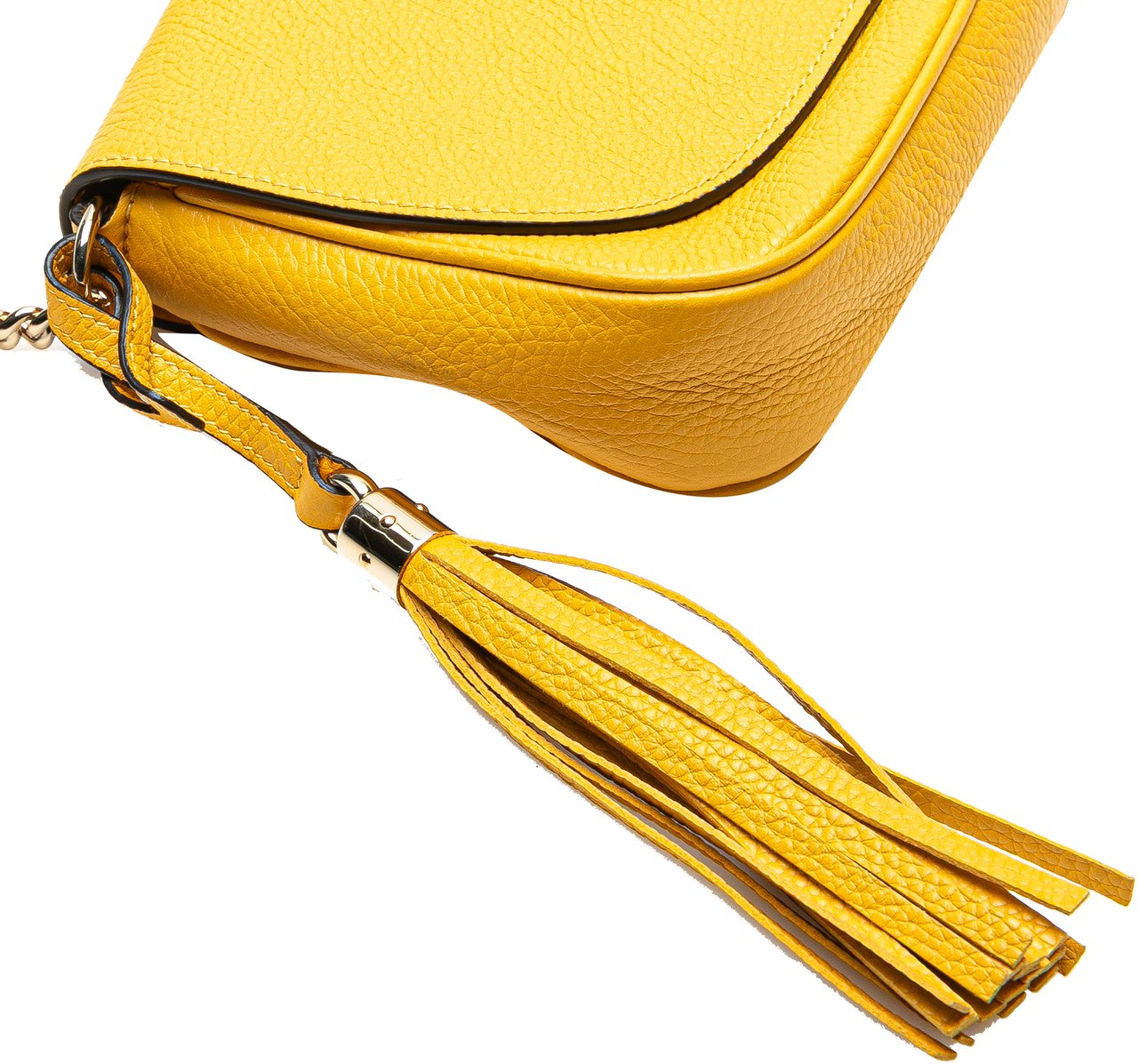 Gucci Medium Leather Soho Chain Flap Crossbody Geel