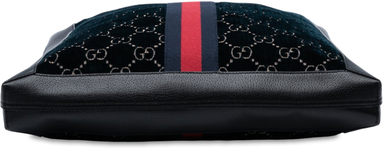Gucci Large GG Velvet Web Ophidia Tote Blauw