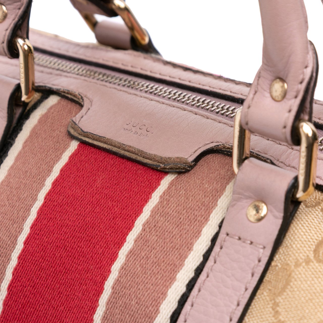 Gucci Medium GG Canvas Web Joy Boston Bag Bruin