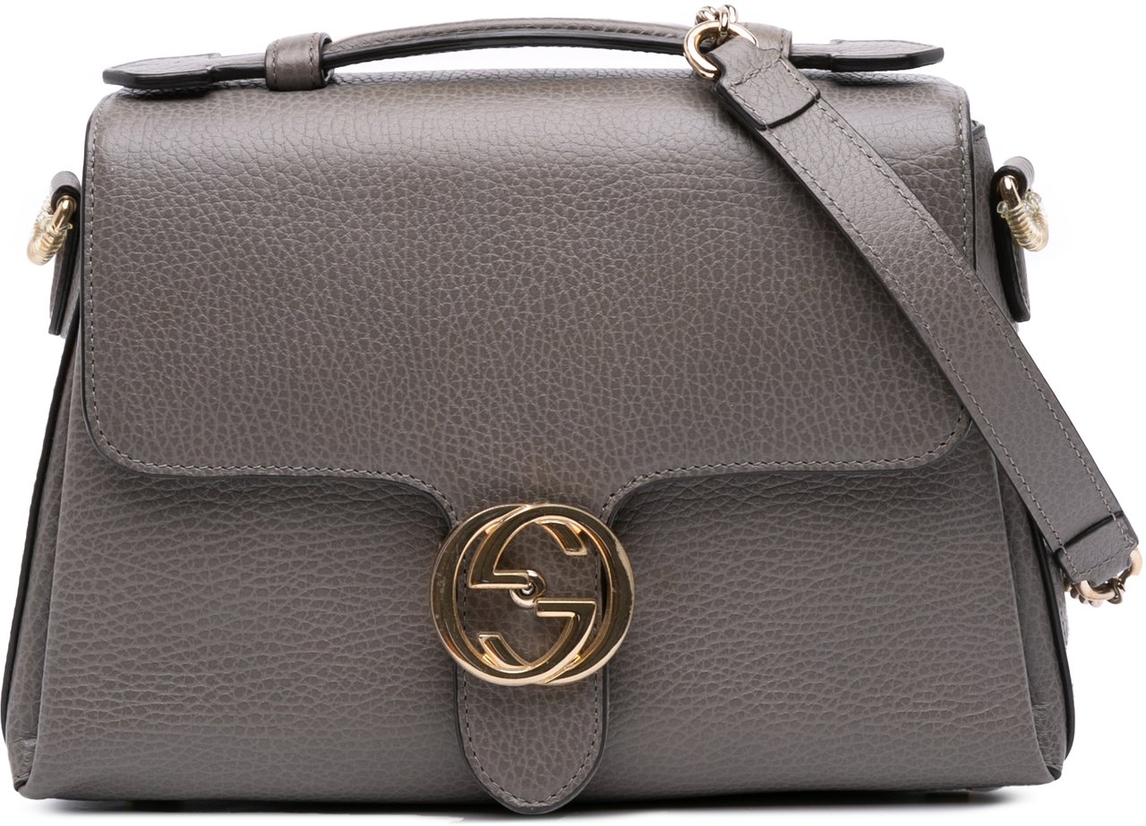 Gucci Small Dollar Calf Interlocking G Satchel Grijs