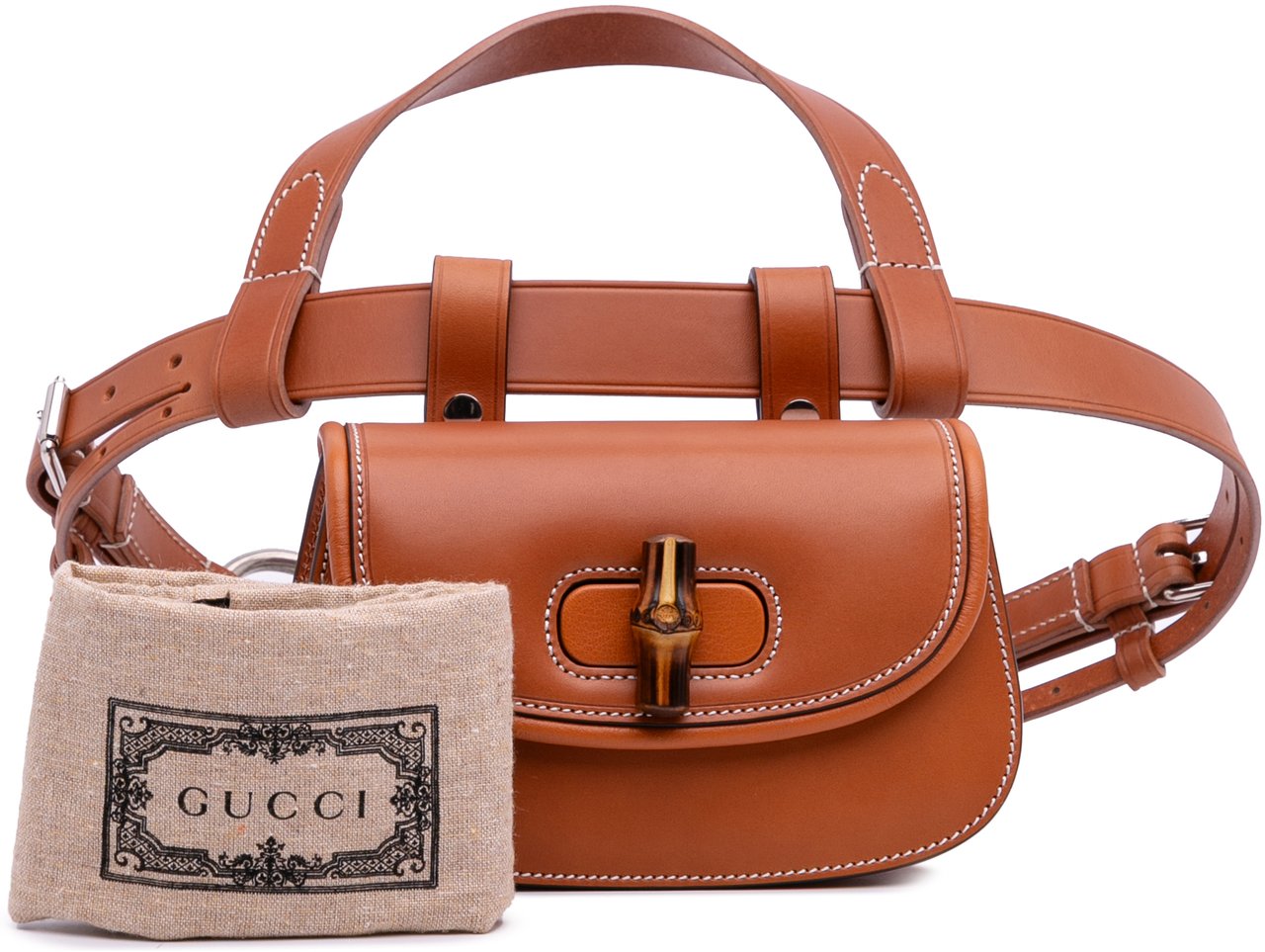 Gucci Mini Leather Bamboo 1947 Belt Bag Bruin