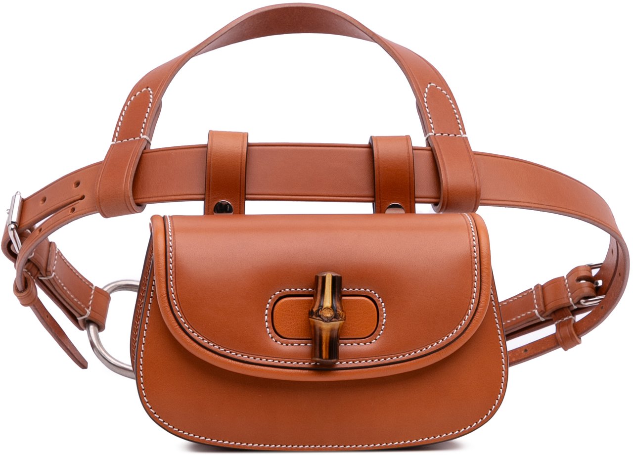 Gucci Mini Leather Bamboo 1947 Belt Bag Bruin