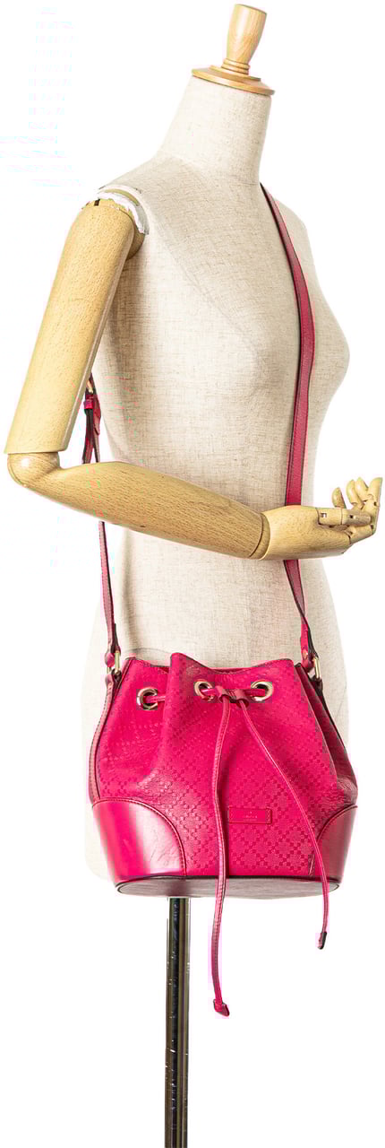 Gucci Diamante Leather Bright Bucket Bag Roze