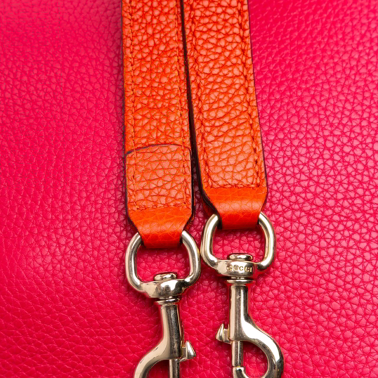 Gucci Medium Bicolor Calfskin Bamboo Shopper Satchel Rood