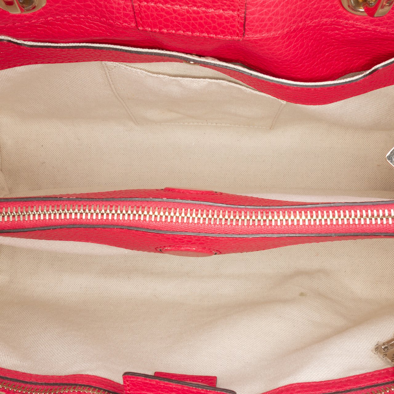 Gucci Medium Bicolor Calfskin Bamboo Shopper Satchel Rood