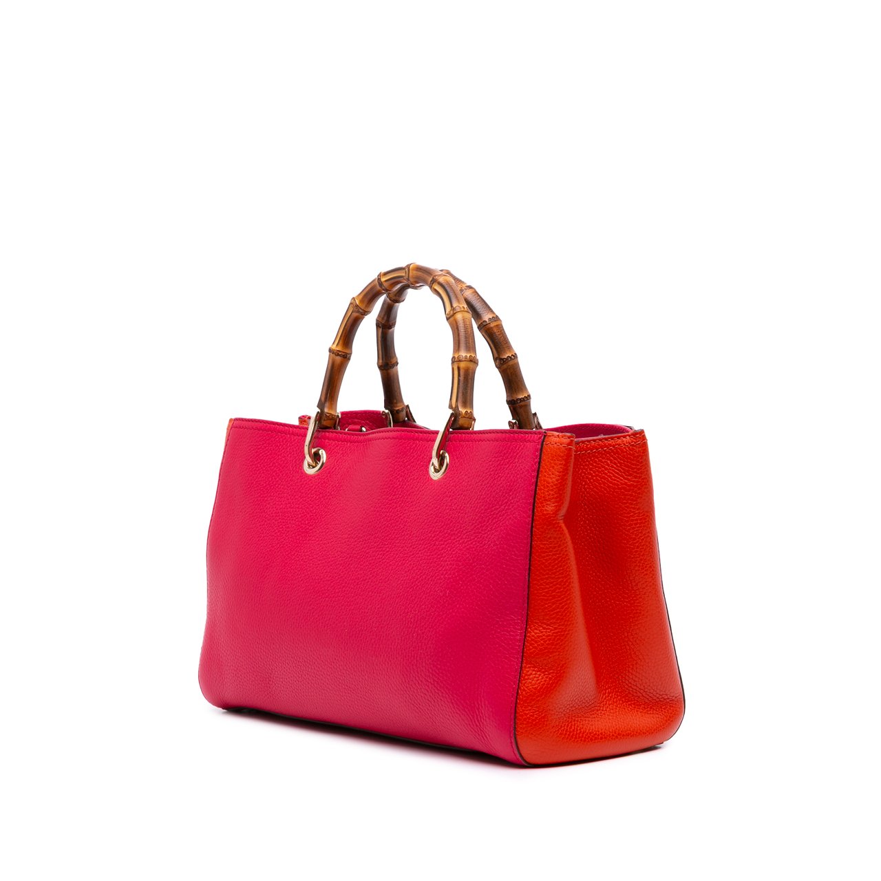 Gucci Medium Bicolor Calfskin Bamboo Shopper Satchel Rood