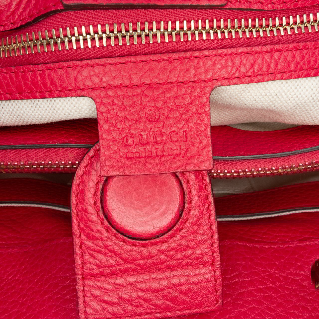 Gucci Medium Bicolor Calfskin Bamboo Shopper Satchel Rood