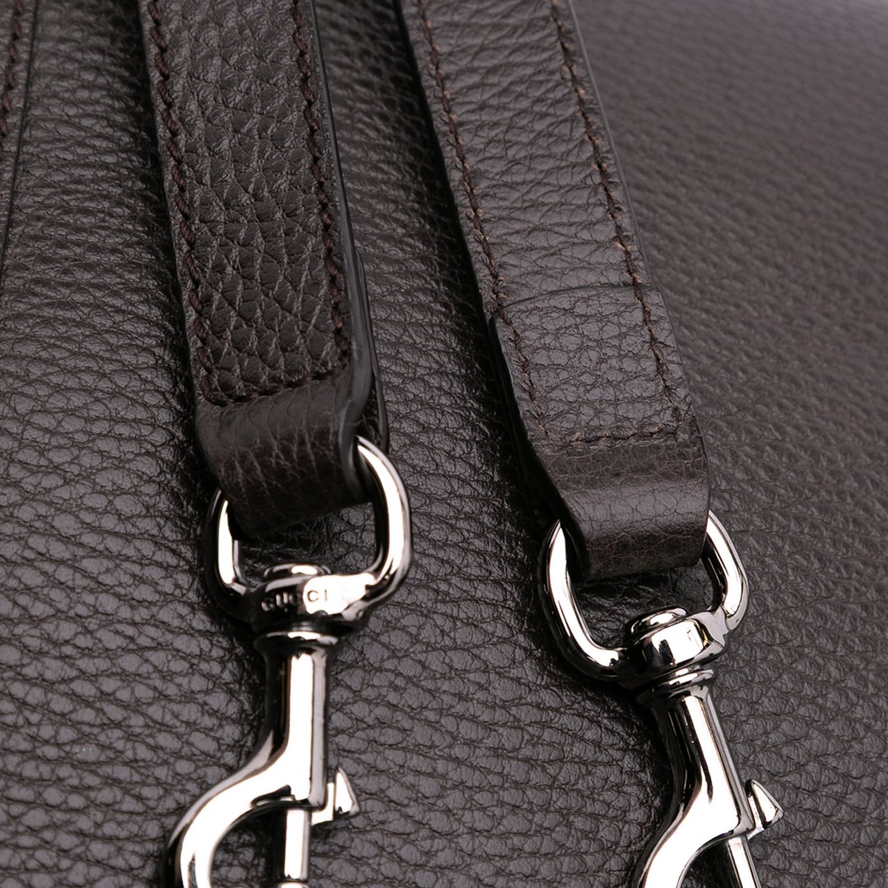 Gucci Large Leather GG Charm Dome Satchel Bruin