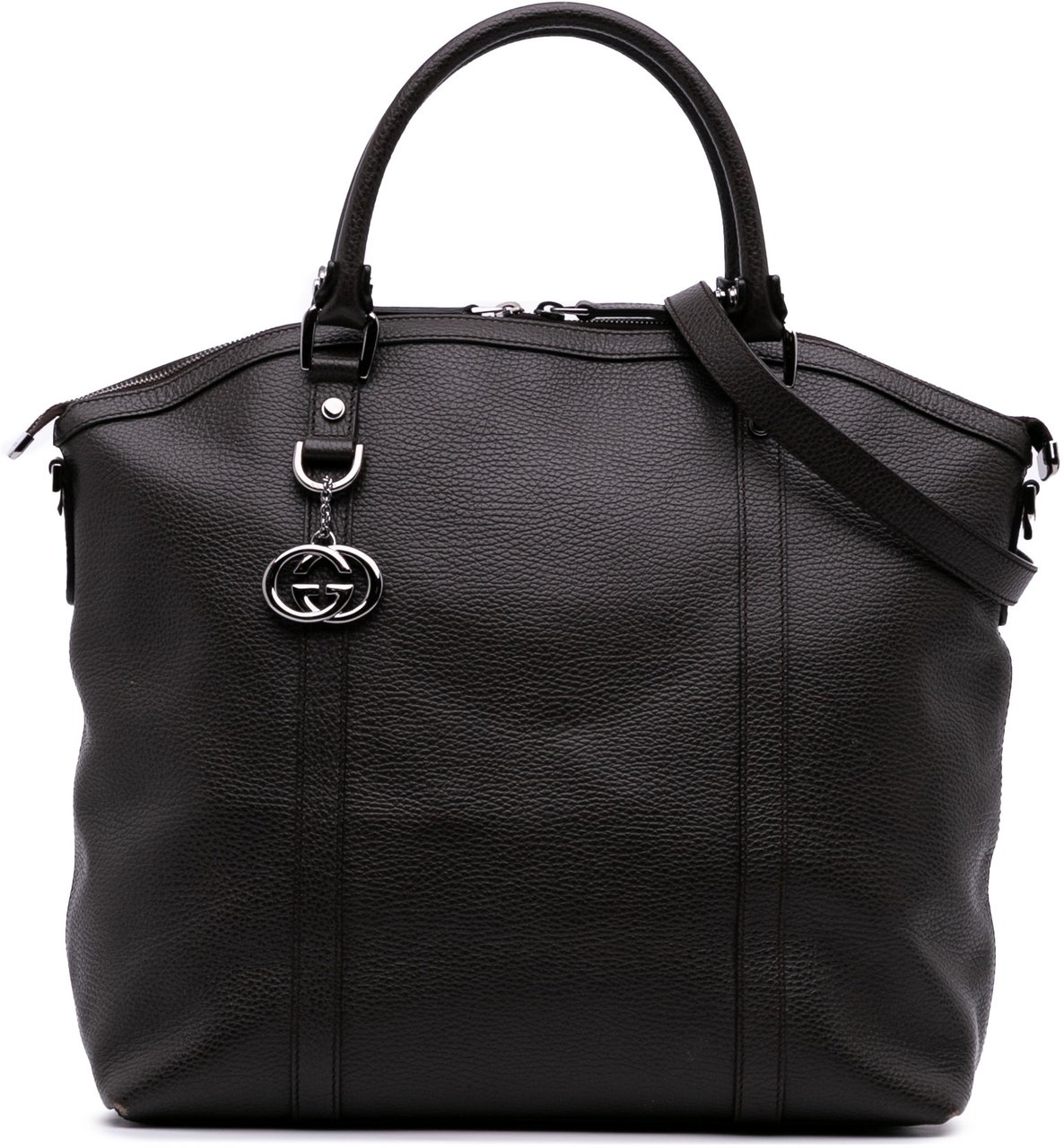 Gucci Large Leather GG Charm Dome Satchel Bruin