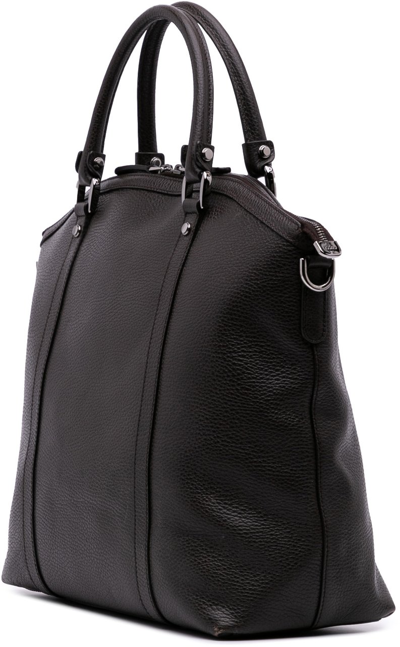 Gucci Large Leather GG Charm Dome Satchel Bruin