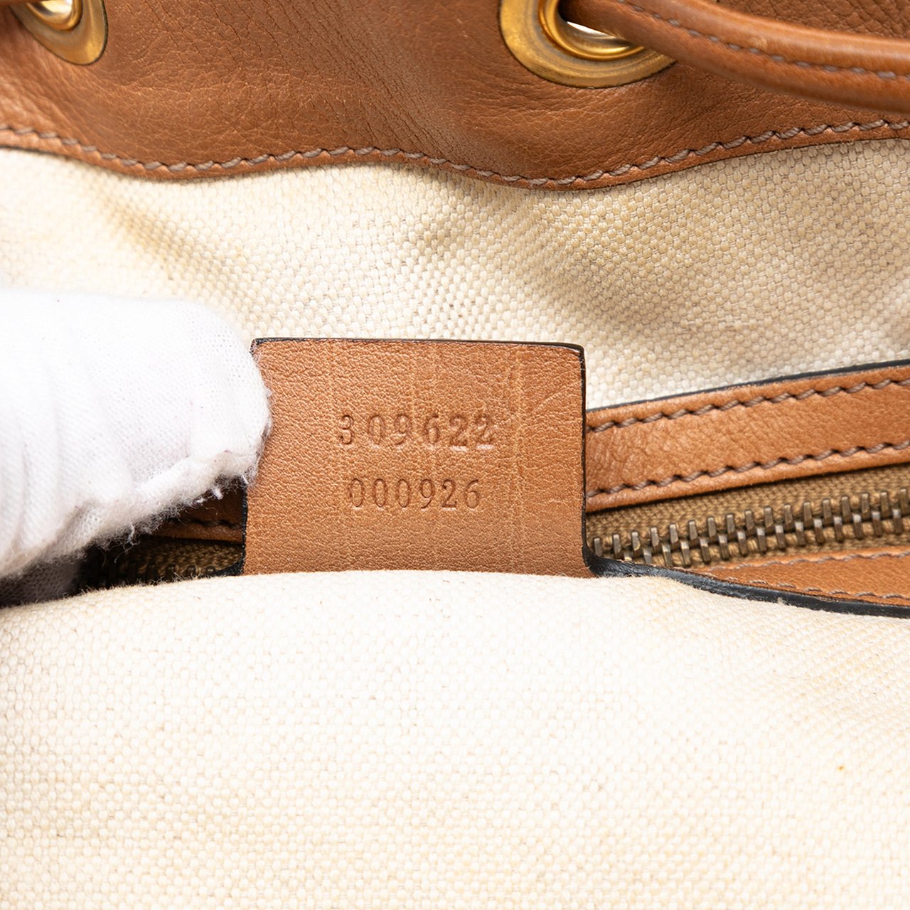 Gucci GG Canvas Web Rania Drawstring Hobo Bruin