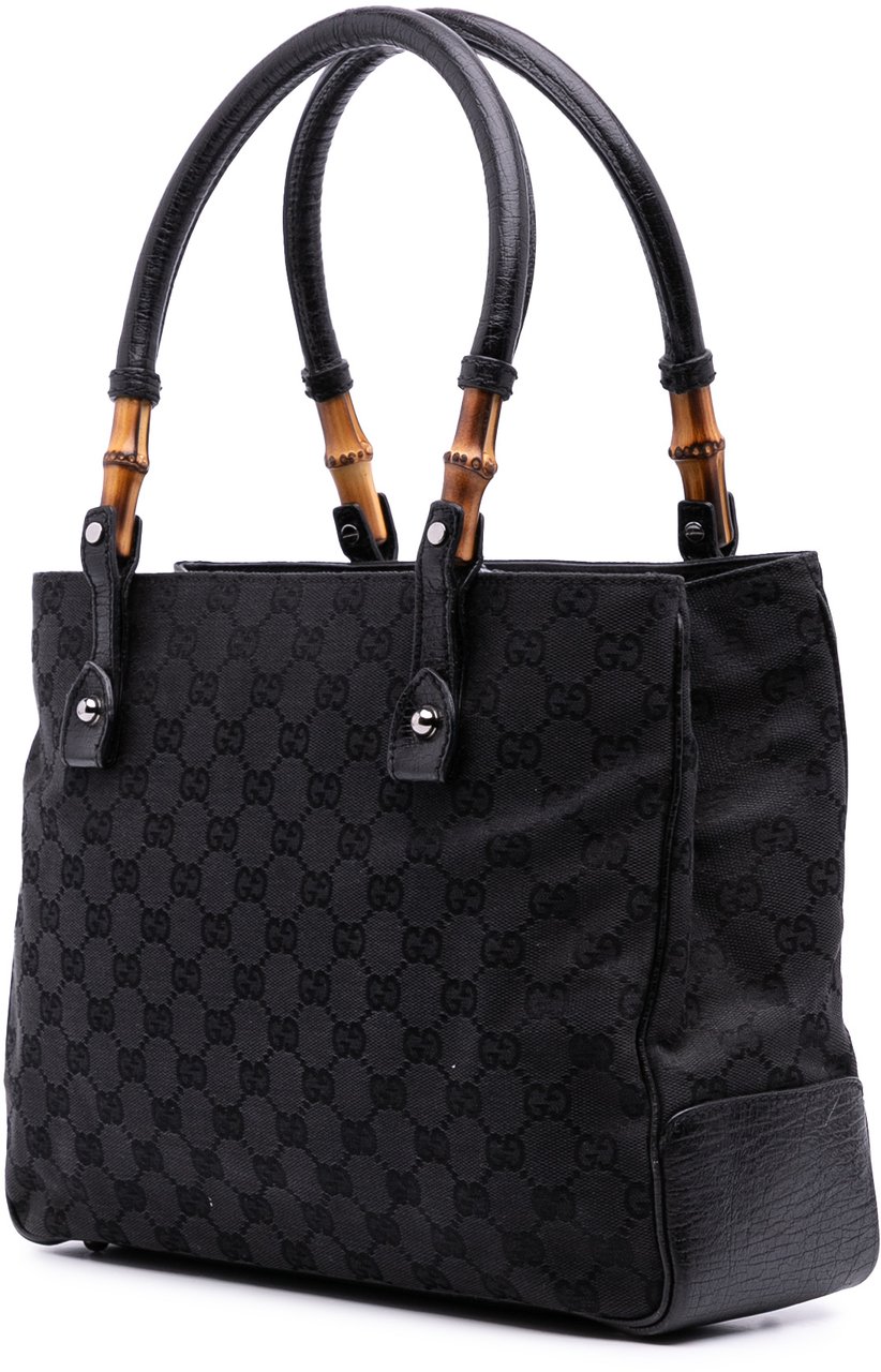 Gucci GG Canvas Bamboo Tote Zwart