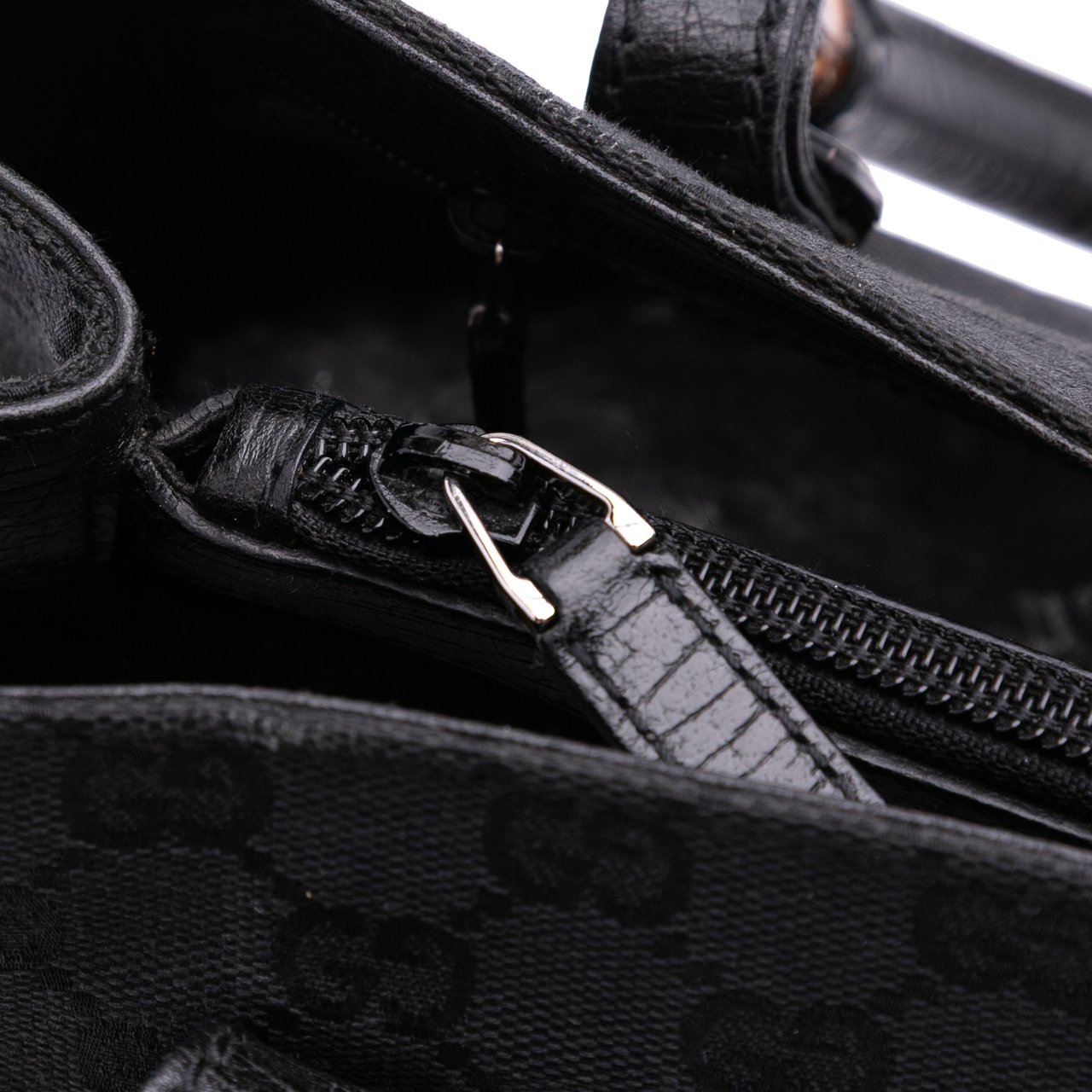 Gucci GG Canvas Bamboo Tote Zwart