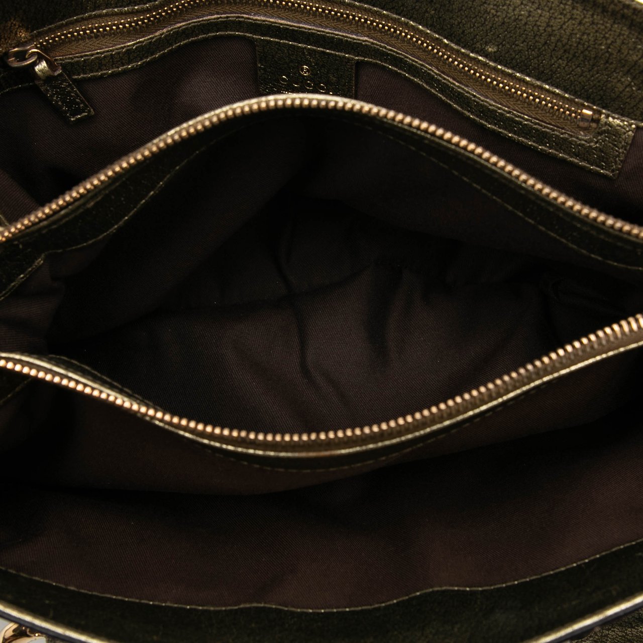 Gucci Metallic Calfskin Metal Bamboo Handbag Goud