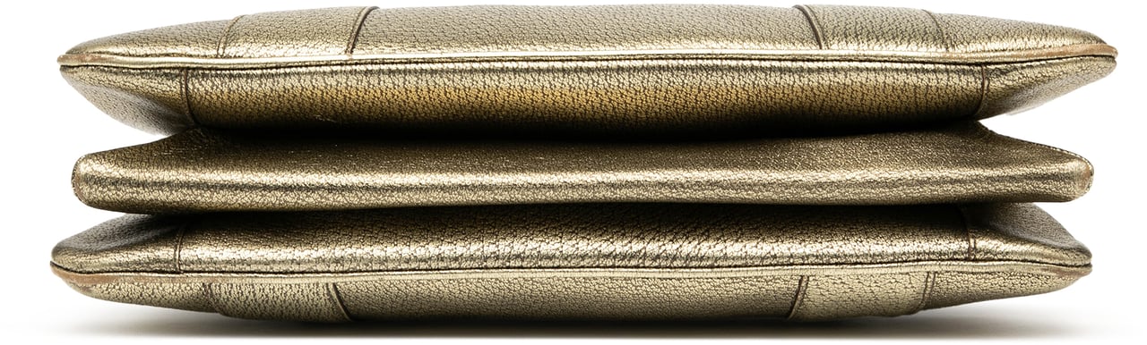 Gucci Metallic Calfskin Metal Bamboo Handbag Goud